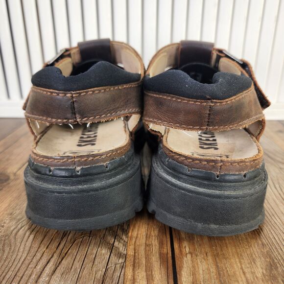 VTG Skechers Fisherman Jesus Sandals Mens Sz 9 Brown Leather 90s Y2K Chunky 6735